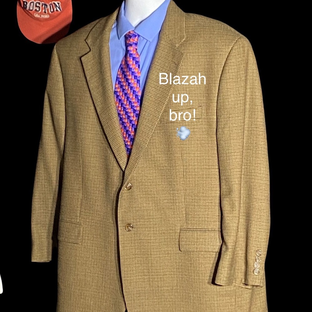 Chaps Gray Micro-Checkered Single Vent Blazer 46r - image 3